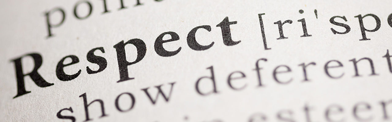 The word 'Respect' written in a dictionary.